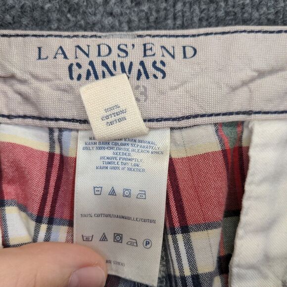 Lands' End Mens Canvas Chino Shorts Multi Plaid Size 34 Slash Pockets - Picture 11 of 11